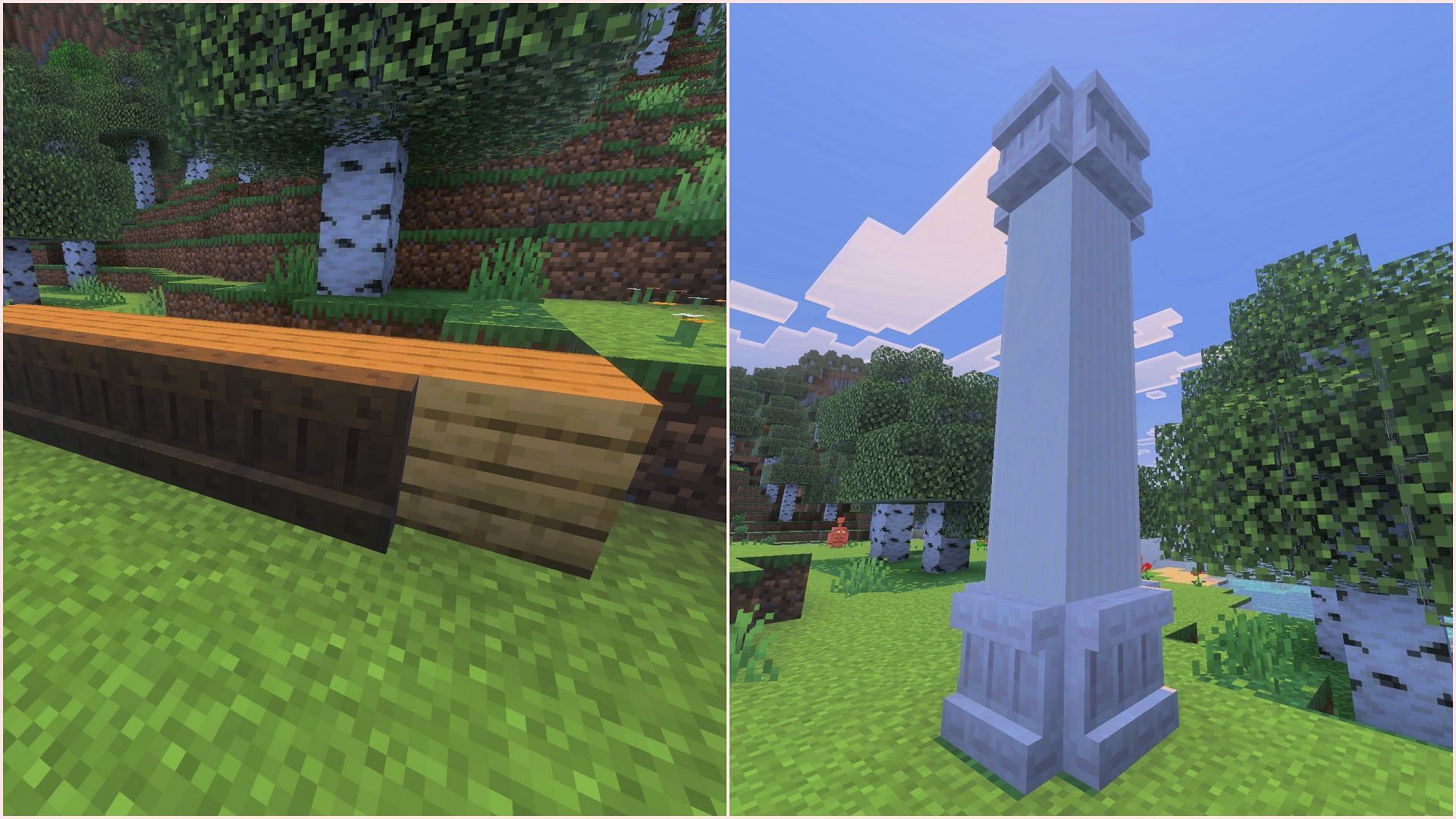Shelves will be used as vertical slabs in builds (Image via Sportskeeda Gaming || Mojang Studios)